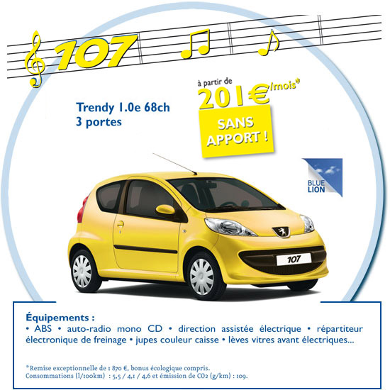 Peugeot 107 - Les promos bleues - Peugeot R�union
