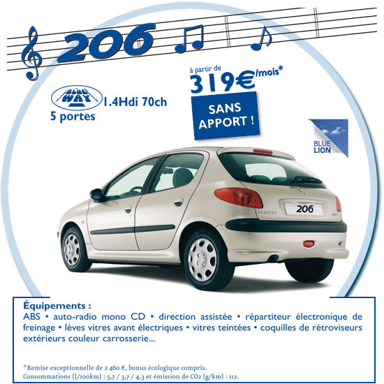 Peugeot 206 1.4 Hdi - Les promos bleues - Peugeot R�union