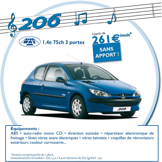 Peugeot 206 1.4e - Les promos bleues - Peugeot R�union