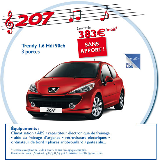 Peugeot 207 1.6 Hdi - Les promos bleues - Peugeot R�union