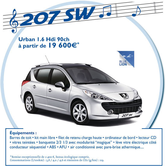 Peugeot 207 SW - Les promos bleues - Peugeot R�union