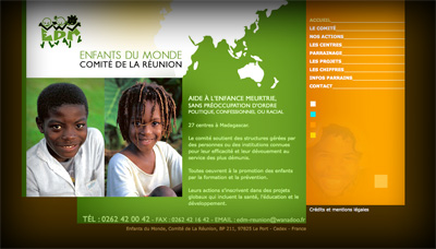 Accueil Enfants du Monde - Réunion - Axedesign - Création site Internet Réunion/Hébergement site Internet Réunion/Référencement site Internet Réunion