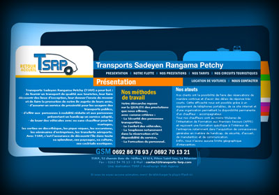 Page intérieure Transports TSRP - Axedesign - Création site Internet Réunion/Hébergement site Internet Réunion/Référencement site Internet Réunion