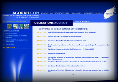 Page int�rieure Agence pour l'observation de la R�union l'am�nagement  et l'habitat (AGORAH)   - Axedesign - Cr�ation site Internet R�union/H�bergement site Internet R�union/R�f�rencement site Internet R�union