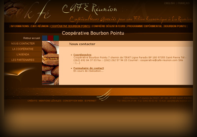 Page int�rieure Caf� R�union (pour Expernet) - Axedesign - Cr�ation site Internet R�union/H�bergement site Internet R�union/R�f�rencement site Internet R�union