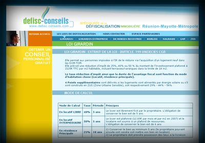 Page int�rieure Defisc-Conseils - Axedesign - Cr�ation site Internet R�union/H�bergement site Internet R�union/R�f�rencement site Internet R�union