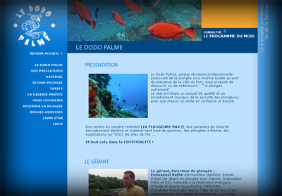 Page int�rieure Le Dodo Palm� - Axedesign - Cr�ation site Internet R�union/H�bergement site Internet R�union/R�f�rencement site Internet R�union