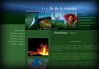 Page int�rieure F�d�ration R�gionale du Tourisme - Axedesign - Cr�ation site Internet R�union/H�bergement site Internet R�union/R�f�rencement site Internet R�union