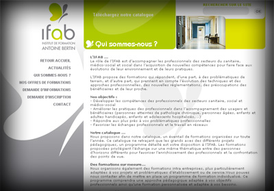 Page int�rieure Institution de Formation Antoine Bertin (IFAB) - Axedesign - Cr�ation site Internet R�union/H�bergement site Internet R�union/R�f�rencement site Internet R�union