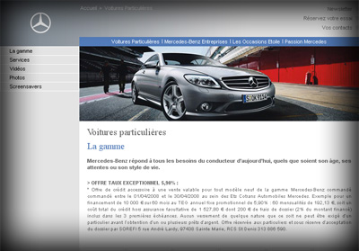 Page int�rieure Mercedes R�union - Axedesign - Cr�ation site Internet R�union/H�bergement site Internet R�union/R�f�rencement site Internet R�union
