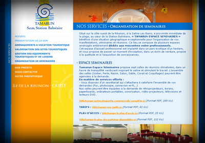 Page int�rieure SEM TAMARUN � Station Baln�aire - Axedesign - Cr�ation site Internet R�union/H�bergement site Internet R�union/R�f�rencement site Internet R�union