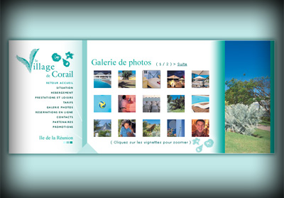 Page int�rieure Le Village de Corail - Axedesign - Cr�ation site Internet R�union/H�bergement site Internet R�union/R�f�rencement site Internet R�union